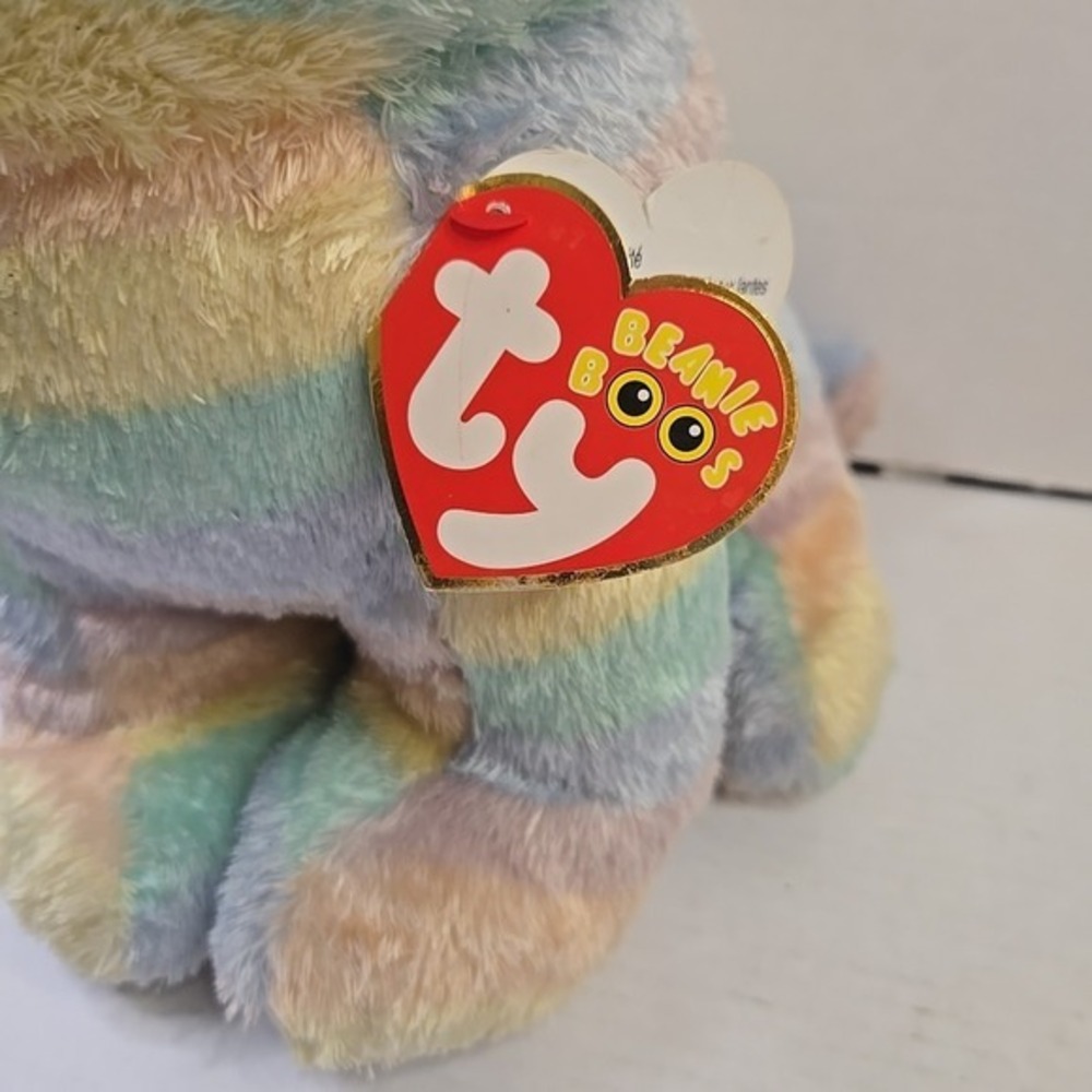 Ty Beanie Boos Heather Large Rainbow Cat Plush 17"2018 Blue Gold Glitter Eyes - Picture 5 of 16